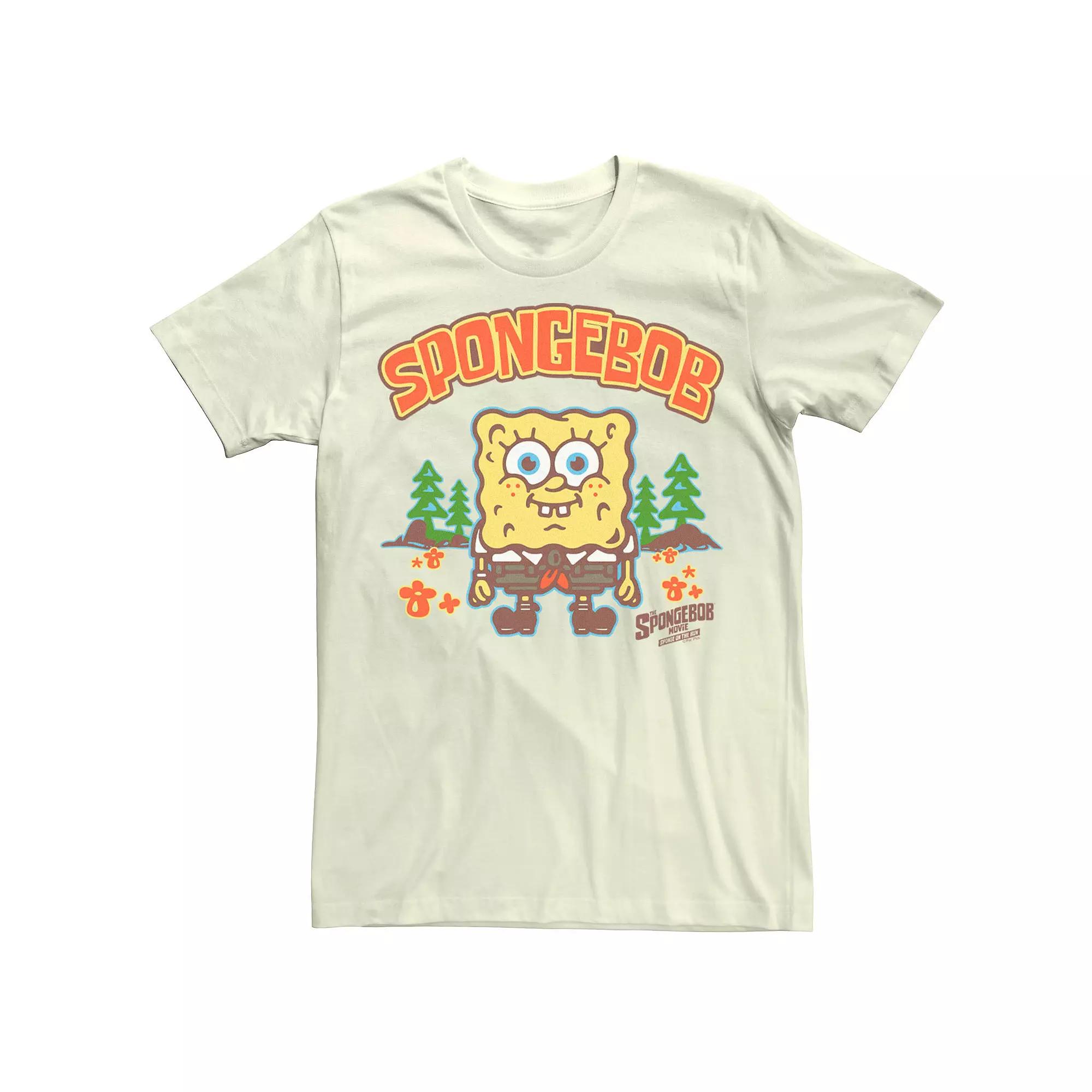 Men's SpongeBob Sponge On The Run At Camp Smile Tee, Size: 3XL, Natural Product Image