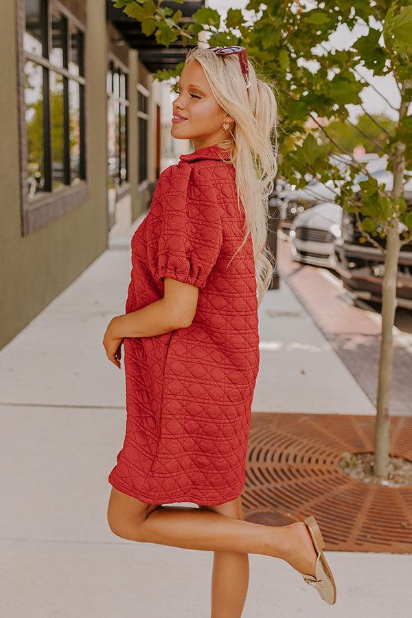 Chic Lifestyle Quilted Mini Dress in Crimson Product Image