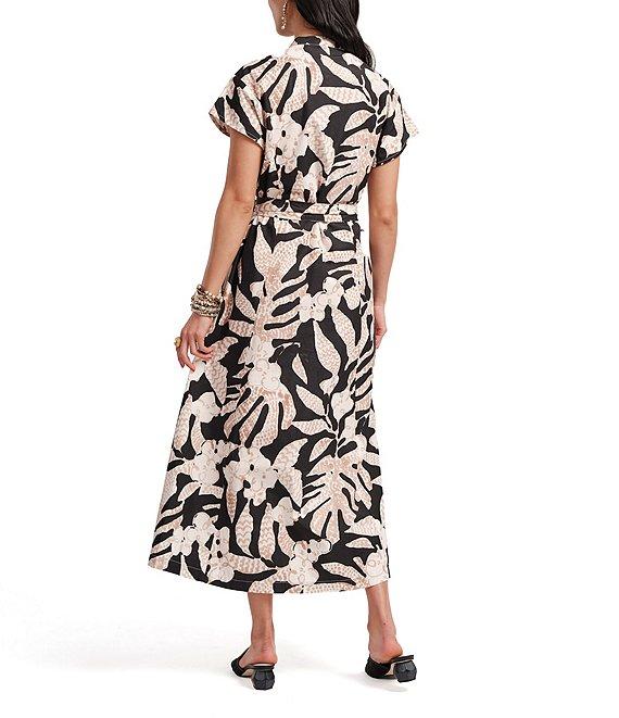 FRANCES VALENTINE Lynda Poplin Scoop Neck Sleeveless Ornamental Flower Maxi Dress Product Image