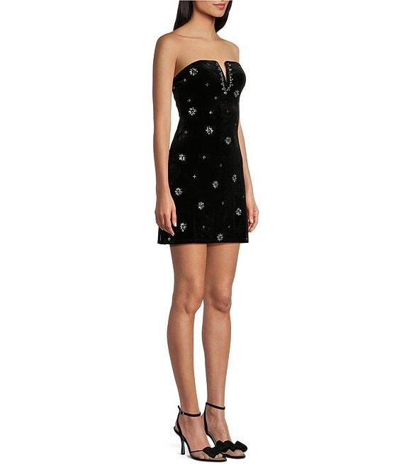 B. Darlin Strapless V-Neck Stone Detail Dress Product Image