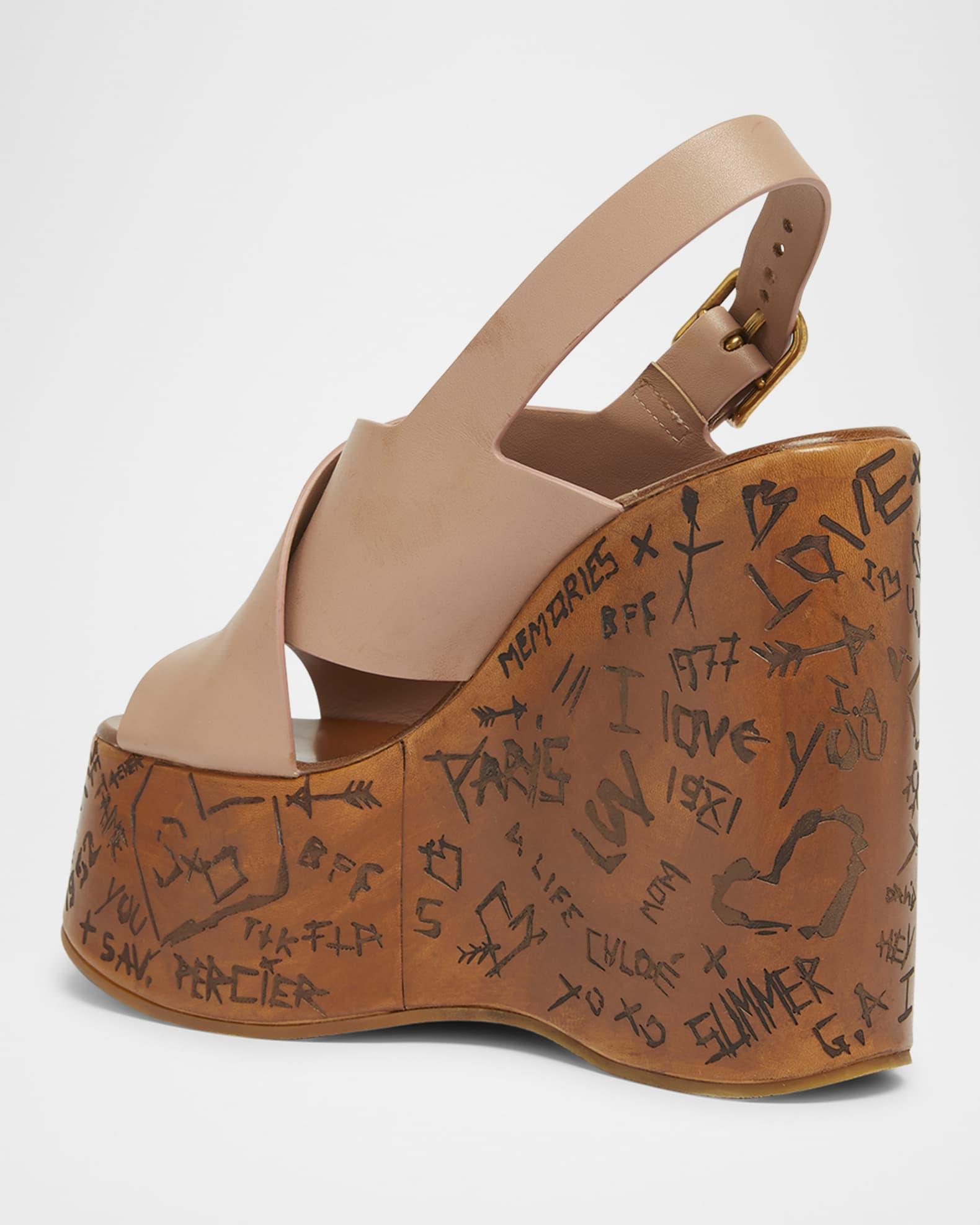 Maxime Leather Crisscross Platform Wedges Product Image