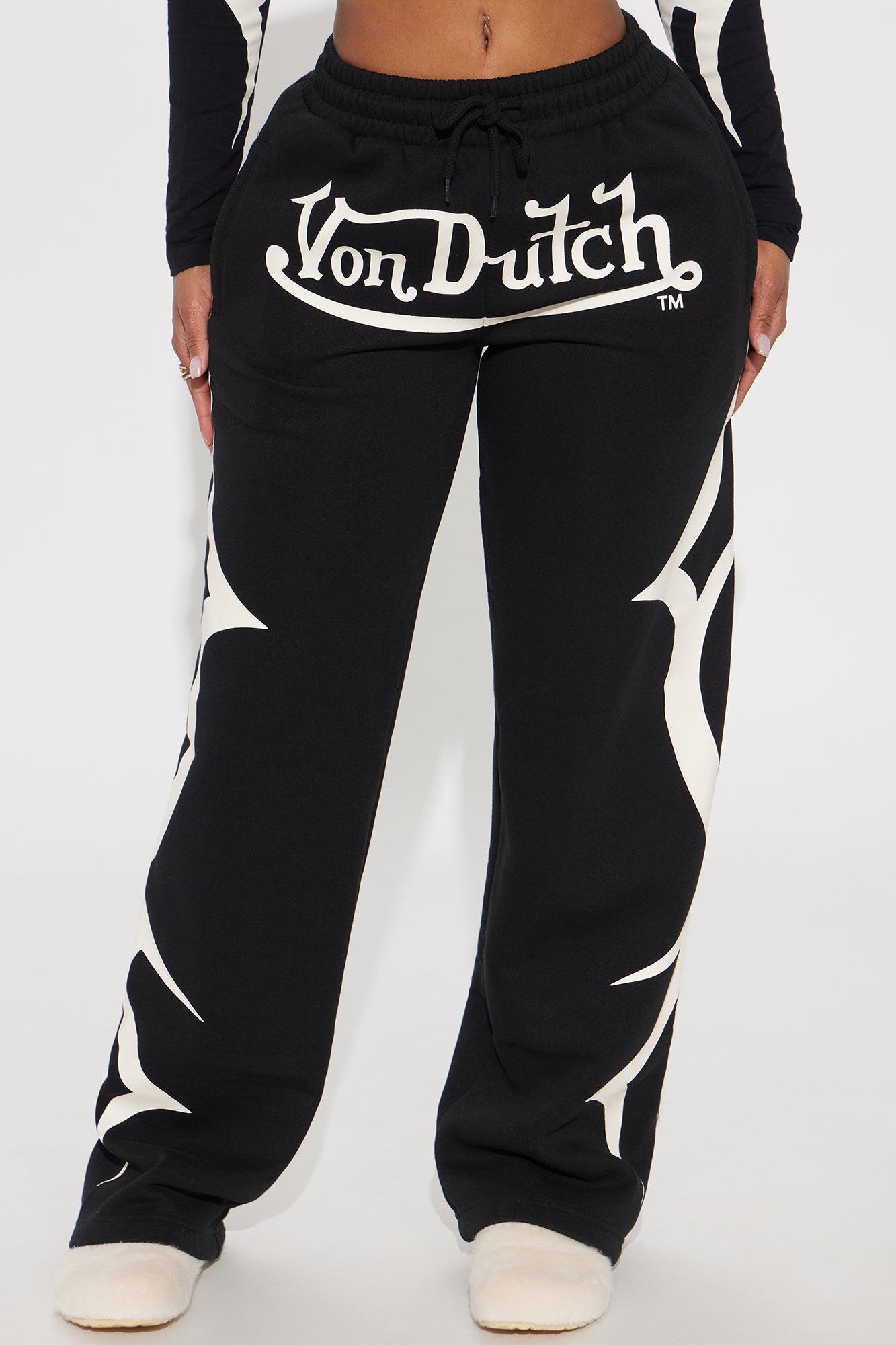 Von Dutch Trendy Wide Leg Pant - Black/White Product Image