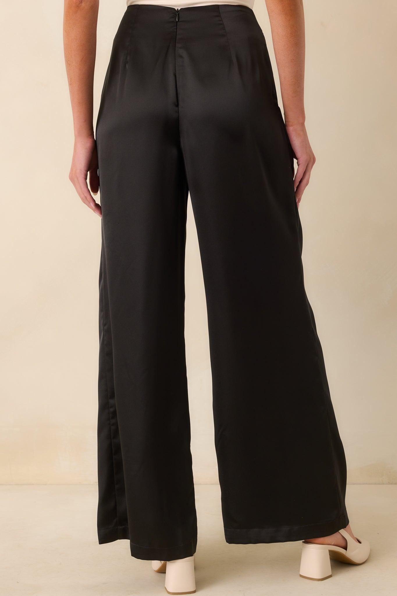 Gotta Love It Black Satin Wide Leg Pants Product Image