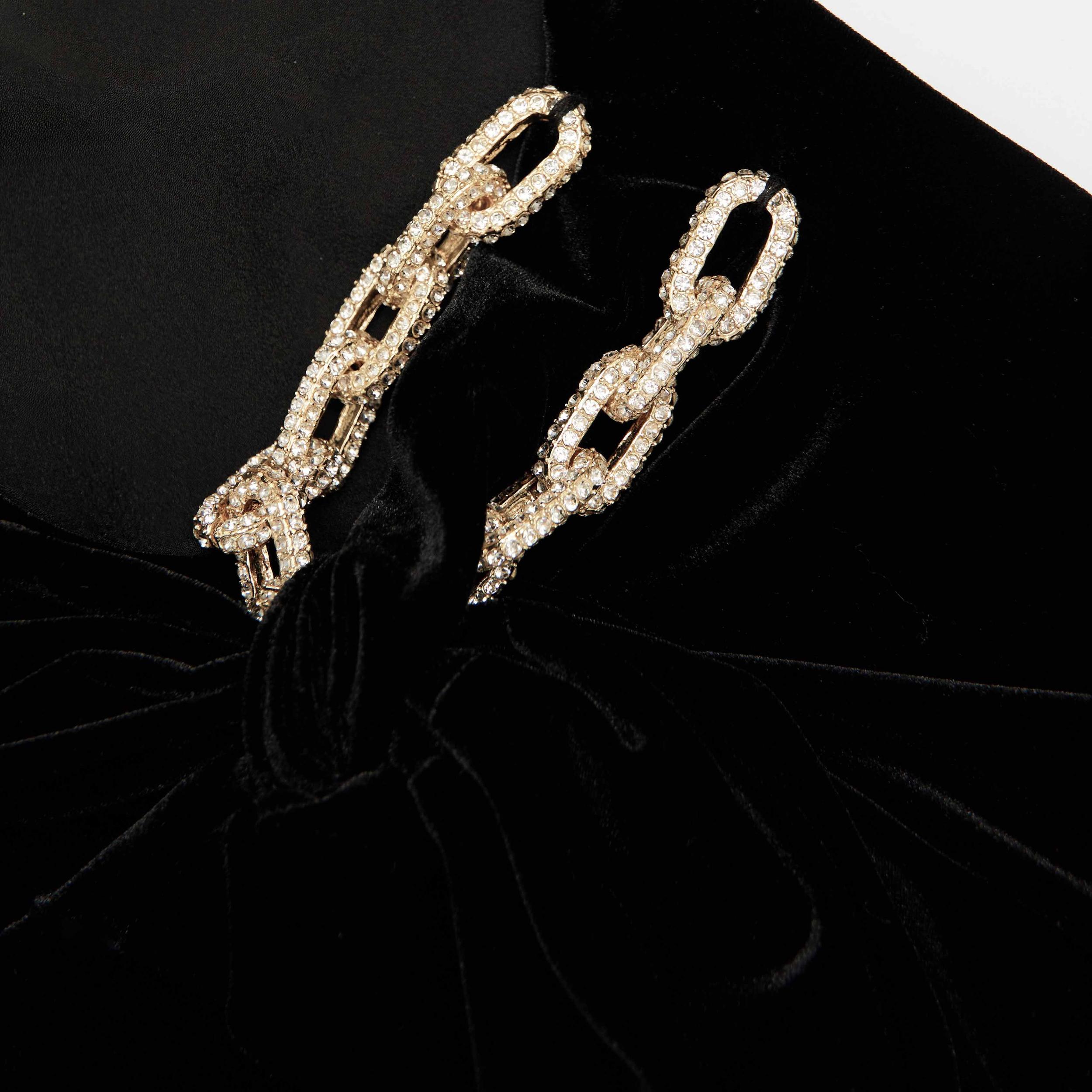 Black Velvet Embellished Mini Dress Product Image