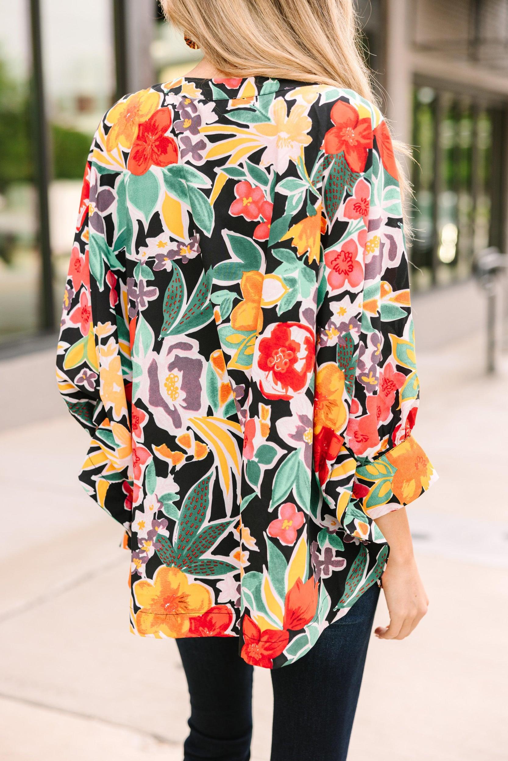 Now You Know Black Floral Top Female Product Image