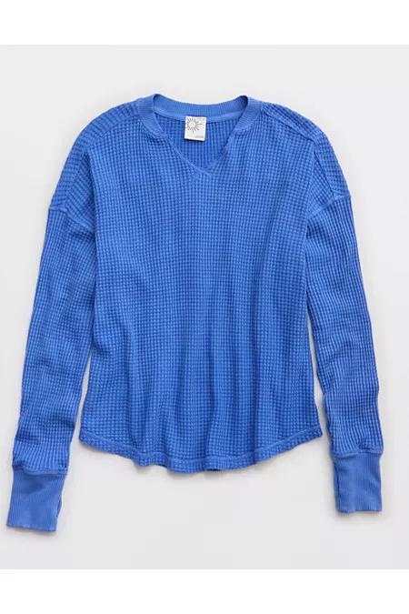 OFFLINE By Aerie Wow! Waffle Notch Neck Long Sleeve T-Shirt Women's Product Image