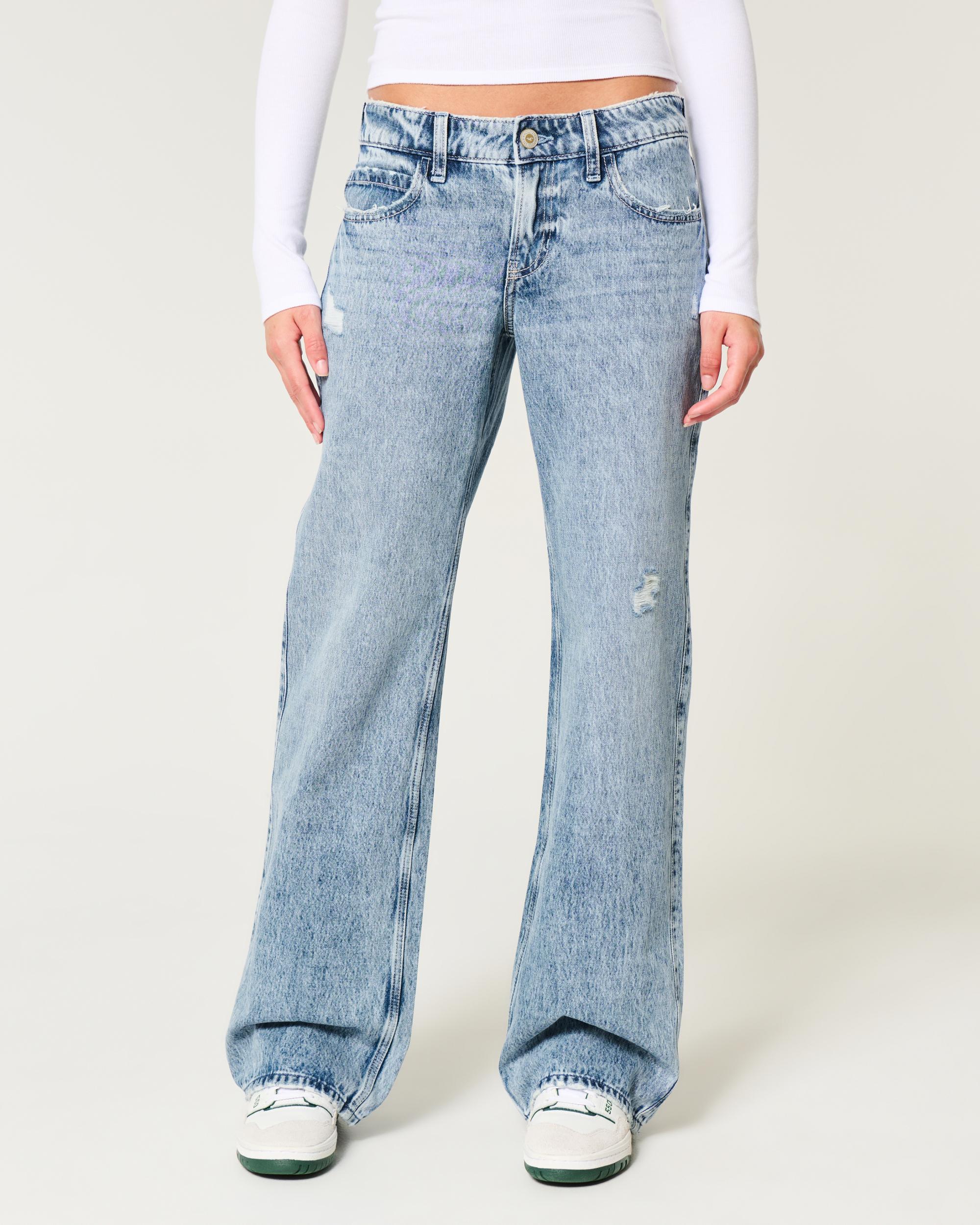 Low-Rise Ripped Light Wash Baggy Jeans Product Image