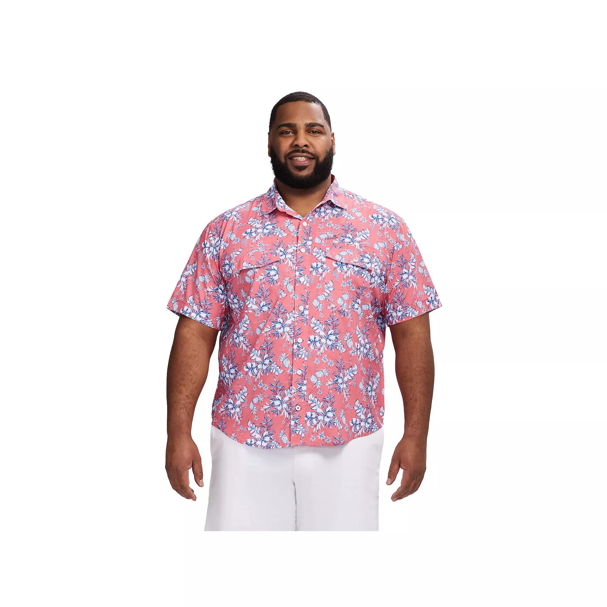 Big & Tall IZOD Sunshield Performance Woven Short Sleeve Button-Down Shirt, Men's, Size: Large Tall, Desert Pink Product Image
