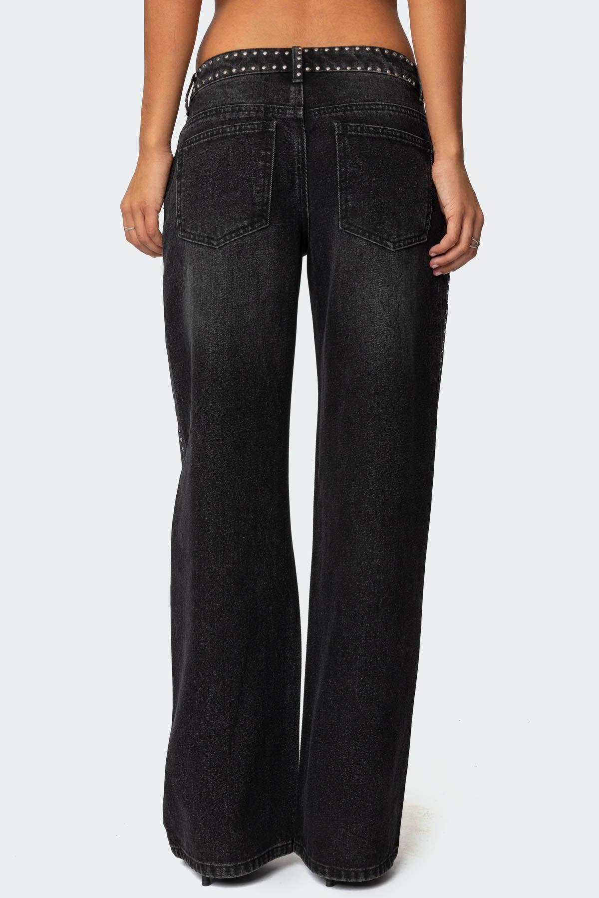 Quincy Studded Low Rise Baggy Jeans Product Image