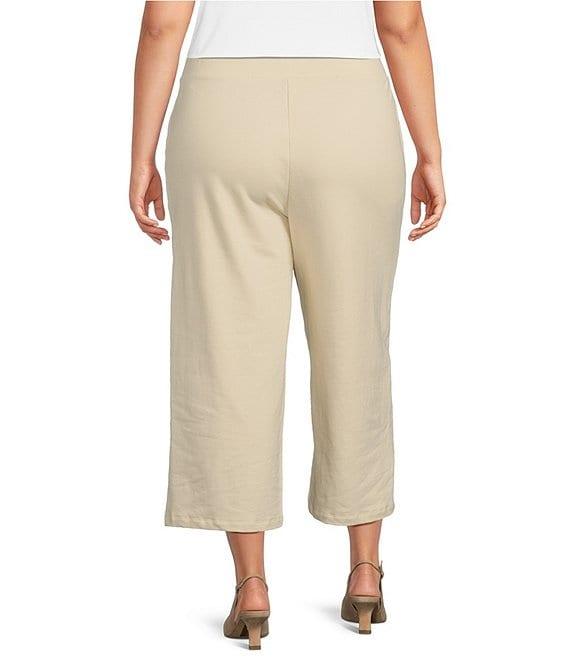 Anne Klein Plus Size French Terry Pull On Wide Leg Crop Trousers Product Image