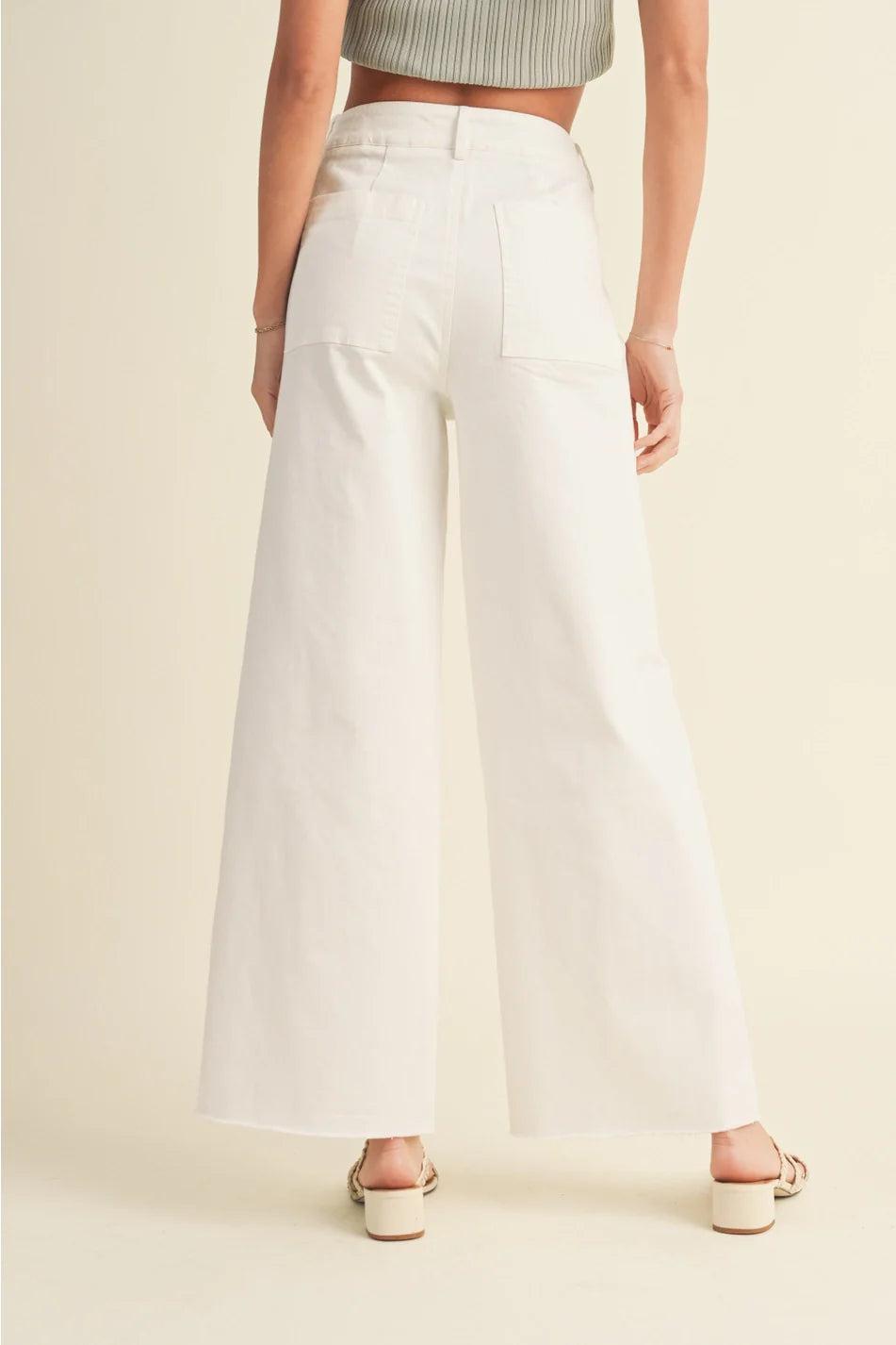 High Waist Wide Leg Cotton Pant Product Image