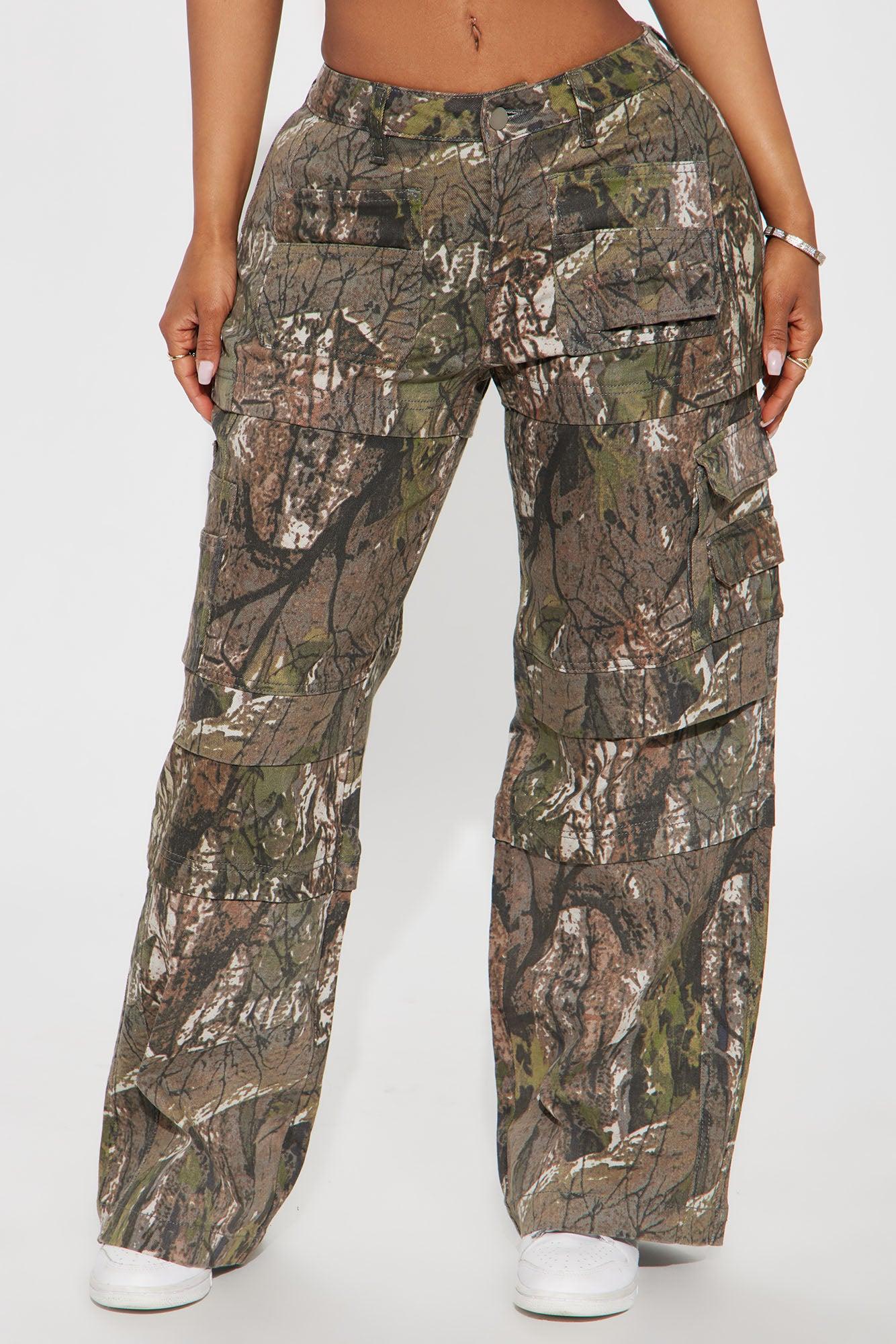 Petite Bree Camo Stretch Cargo Jean - Olive/combo Product Image