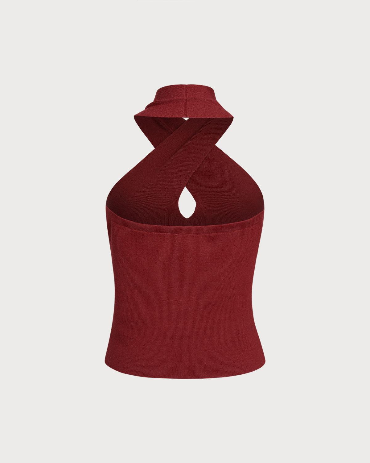 Red Knit Halter Vest Product Image