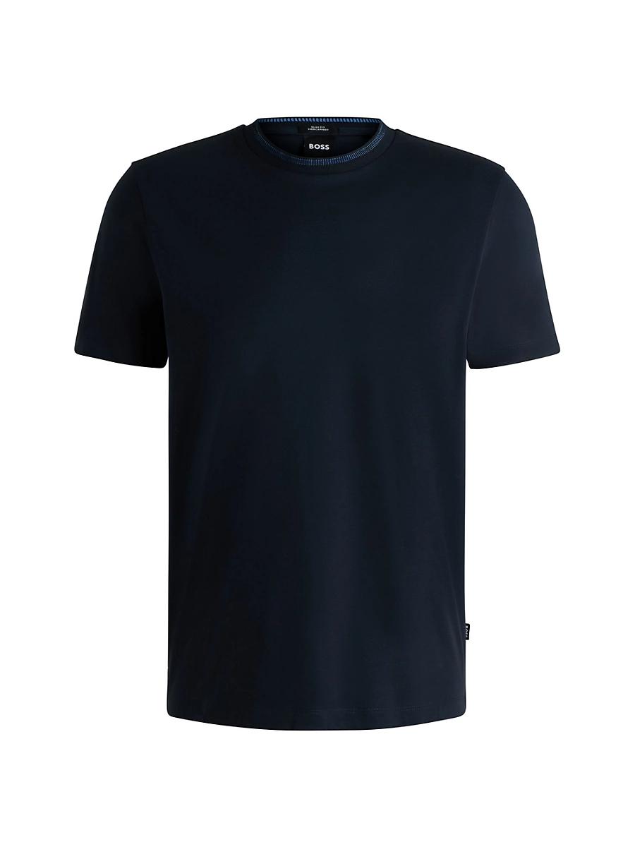 Mens Mercerized-Cotton Slim-Fit T-Shirt with Collar Stripe Product Image