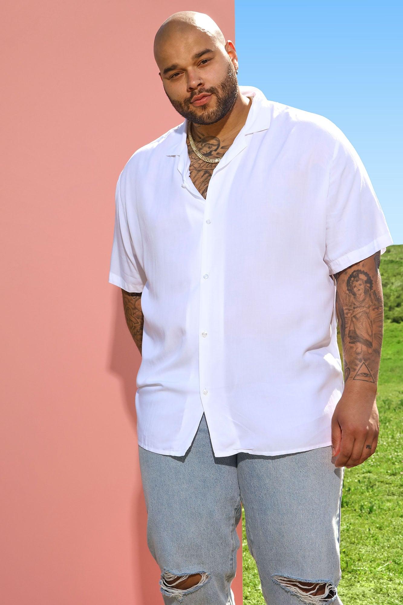 Dawson Relaxed Short Sleeve Cuban Collar Shirt - White Product Image