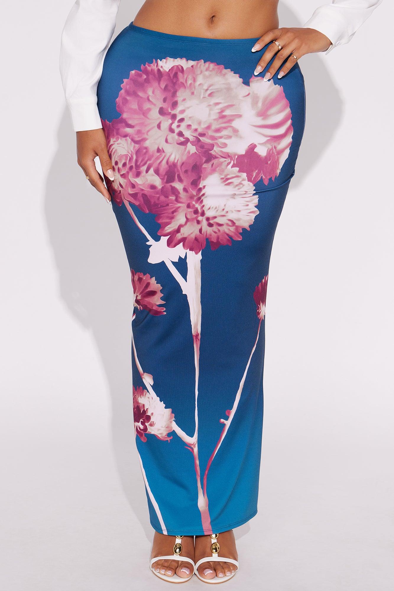 Sunsets In Cabo Floral Maxi Skirt - Blue/combo Female Product Image