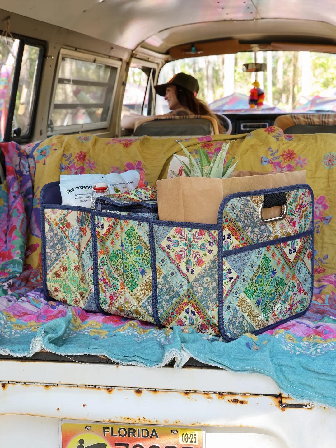Car Trunk Organizer - Navy Folk Flower Product Image