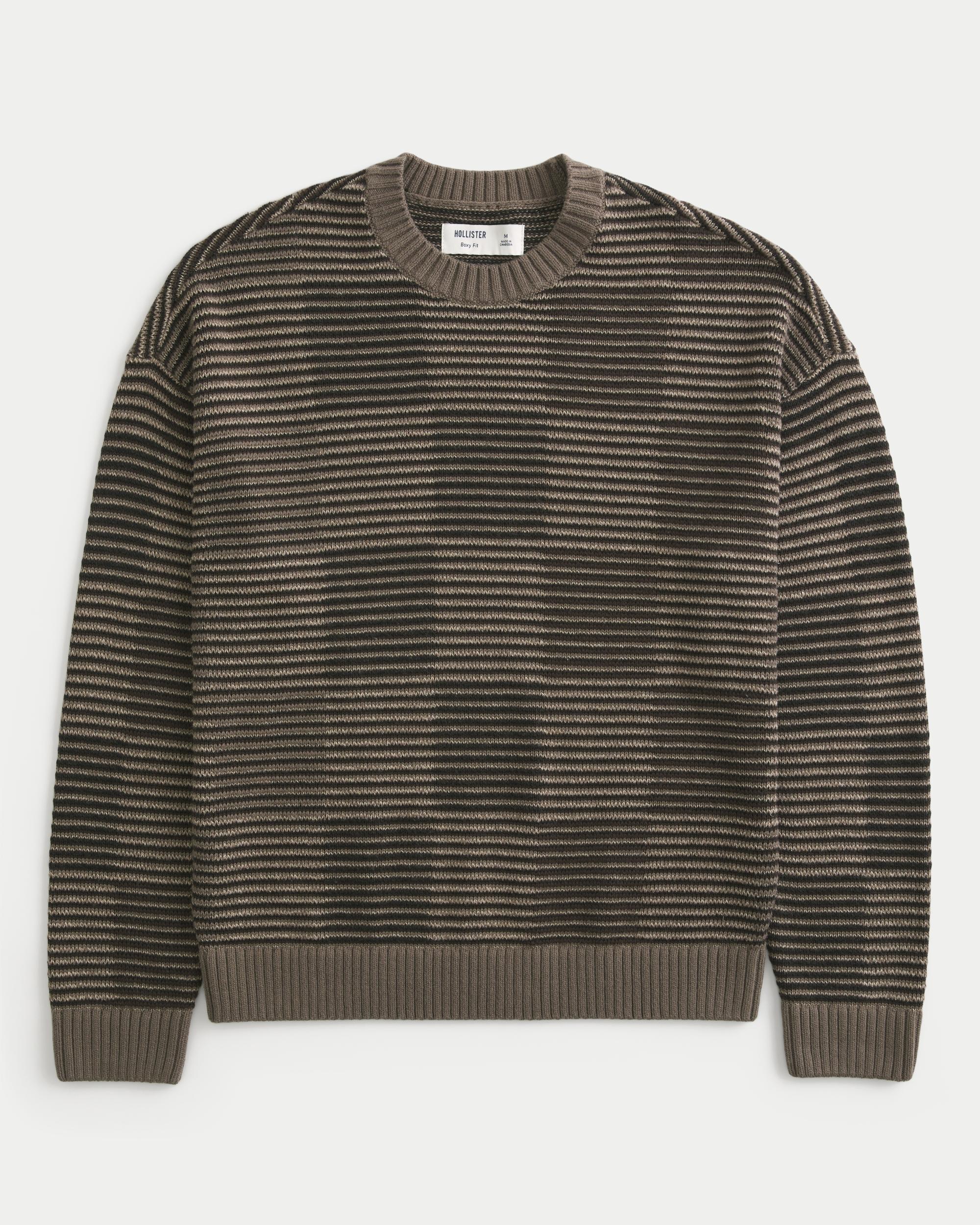 Boxy Cable-Knit Crew Sweater Product Image