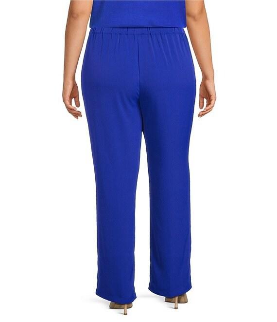 Ming Wang Plus Crepe De Chine Straight Leg Pants Product Image