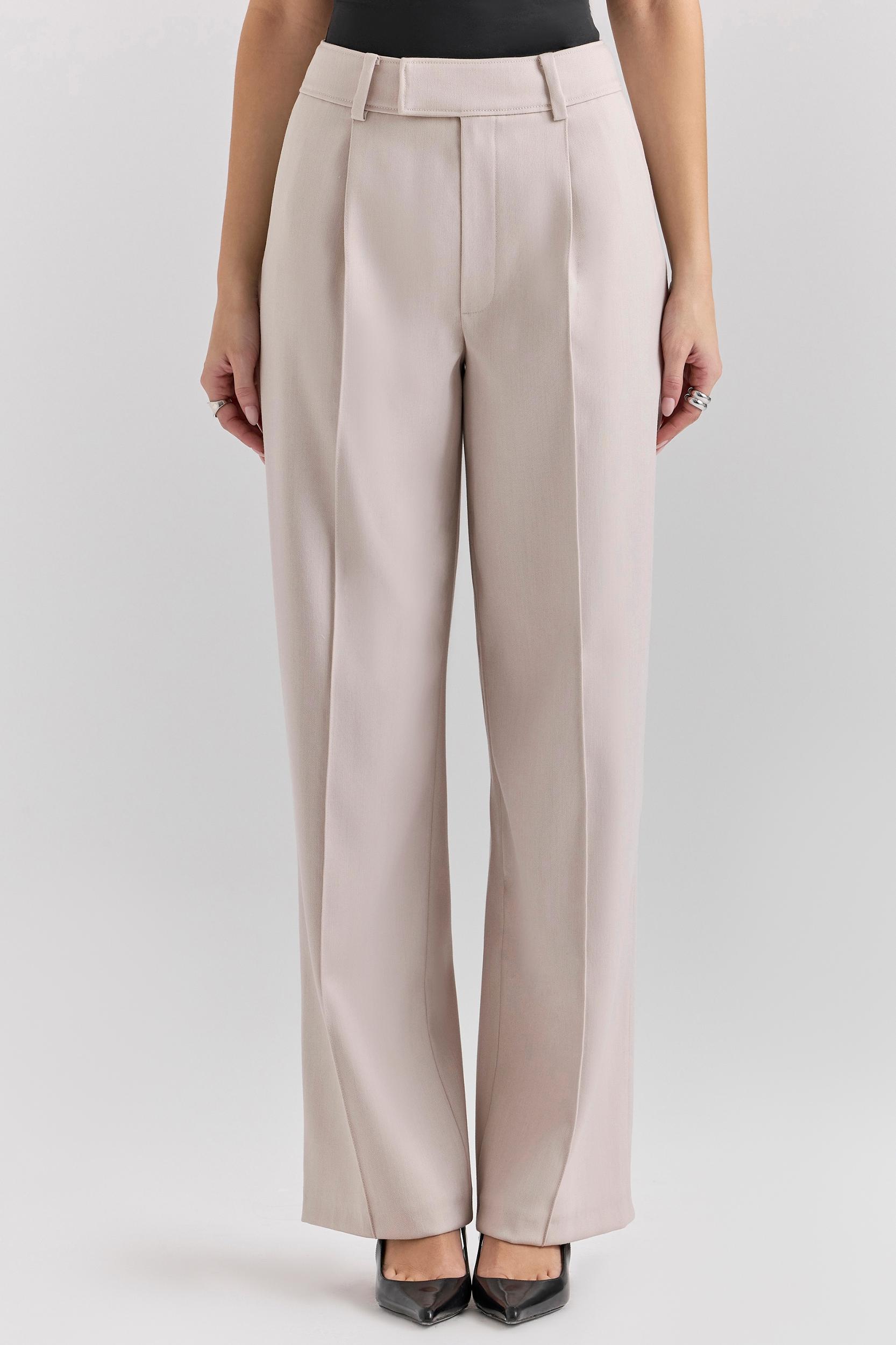Hayden  beige high waist tailored trousers Product Image