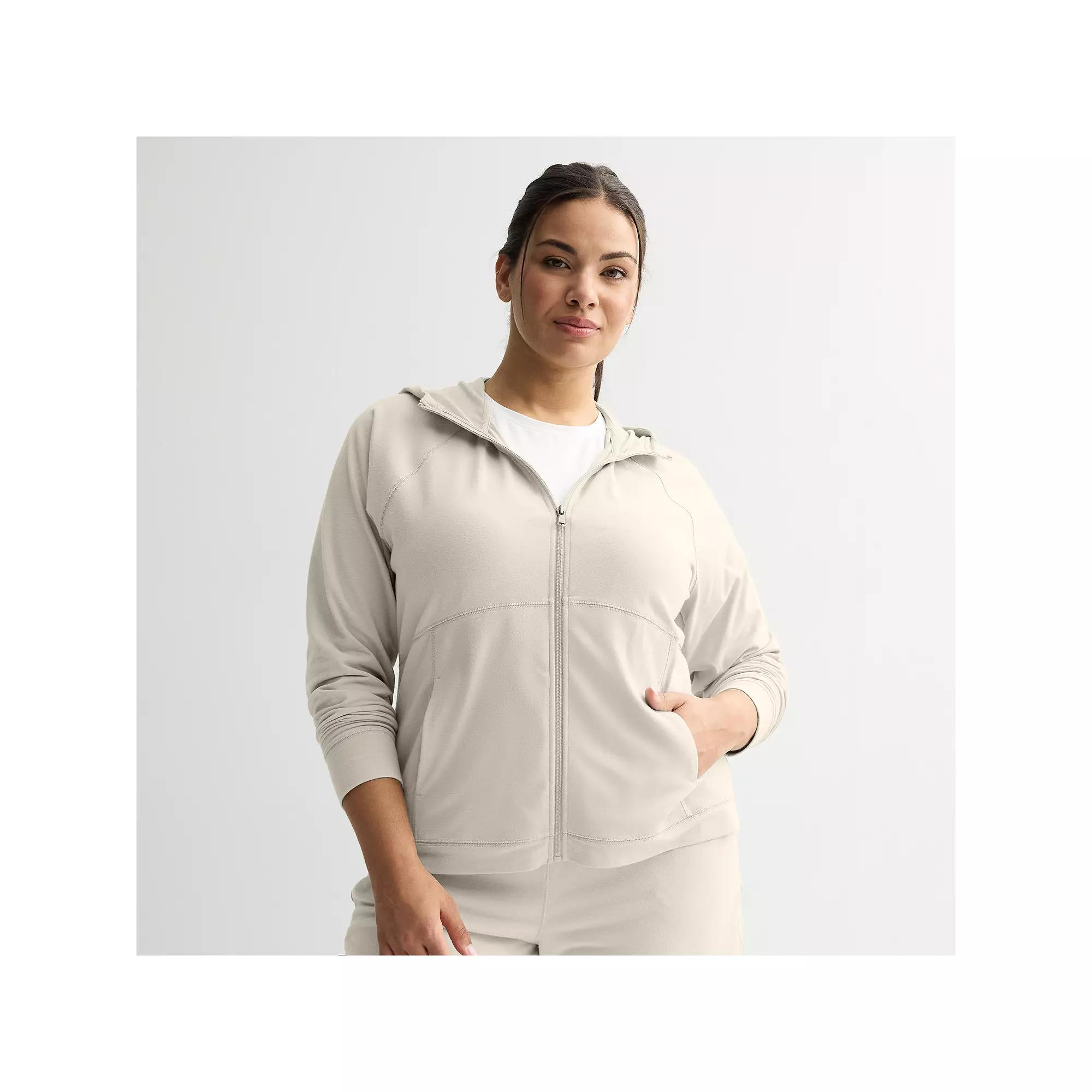 Plus Size Tek Gear® Essential Hooded Jacket, Women's, Size: 2XL, Silver Boardwalk Product Image