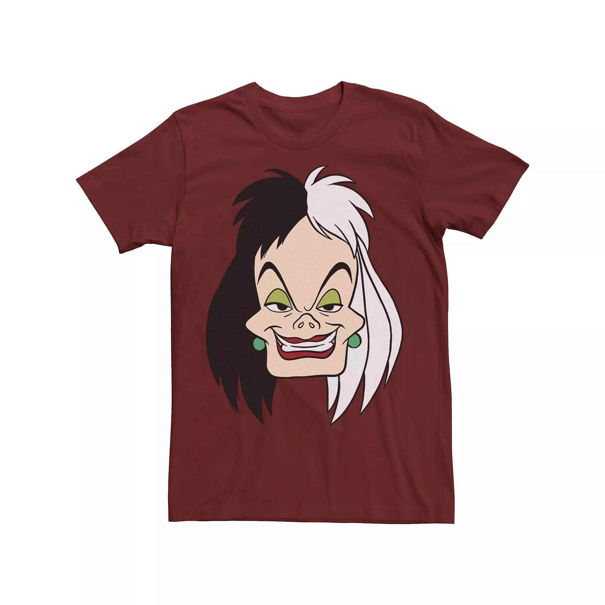 Disney's 101 Dalmatians Cruella De Vil Men's Big Face Tee, Size: Medium, White Product Image