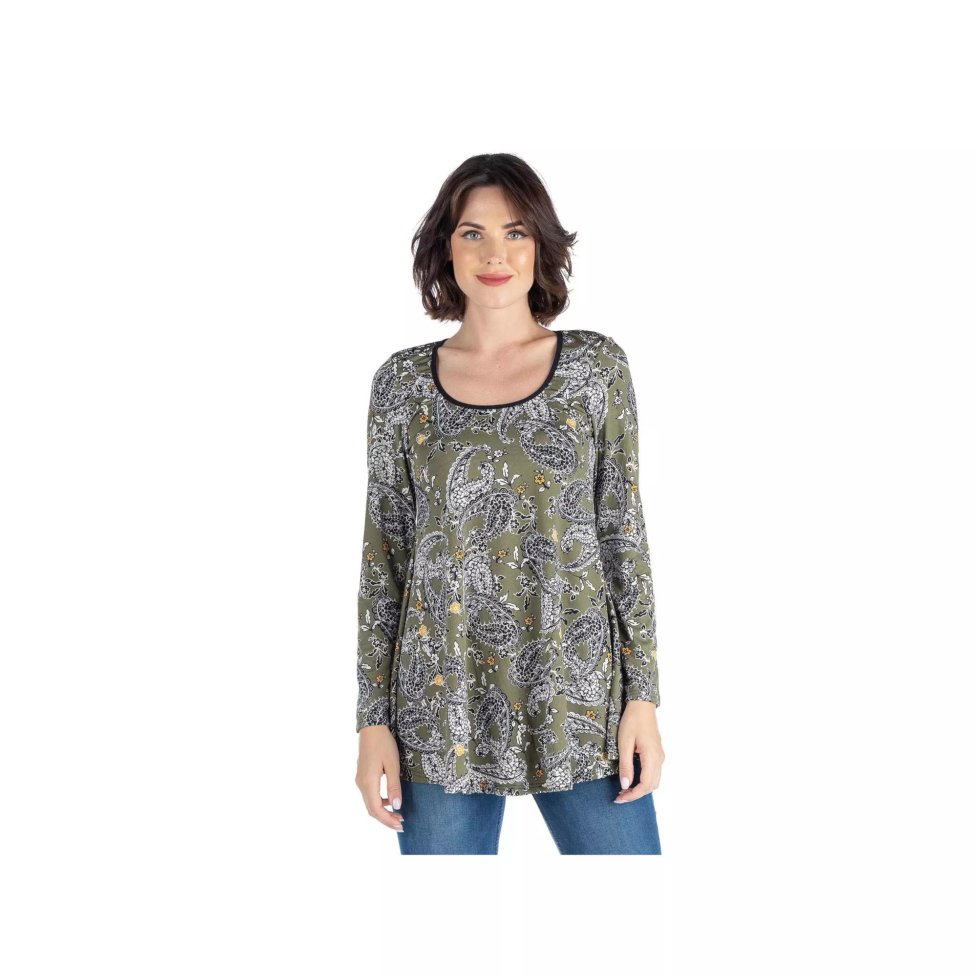 Women's 24Seven Comfort Apparel Paisley Tunic Top,  Product Image