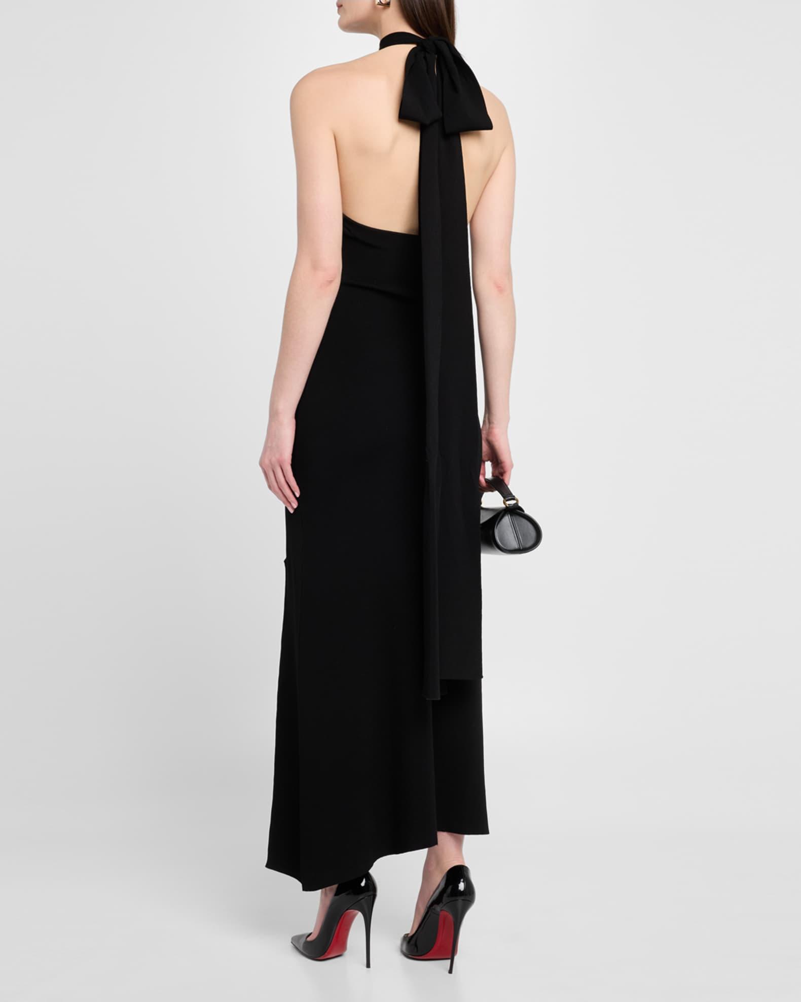 Matte Viscose Halterneck Slit Maxi Dress Product Image