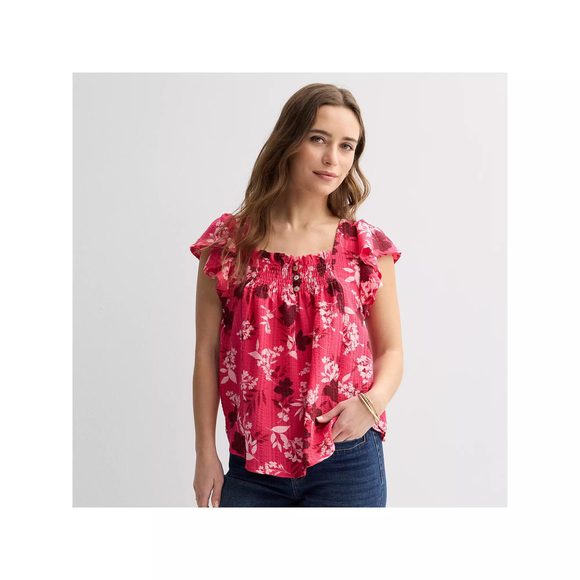 Women's Draper James Flutter Sleeve Smocked Top,  Product Image