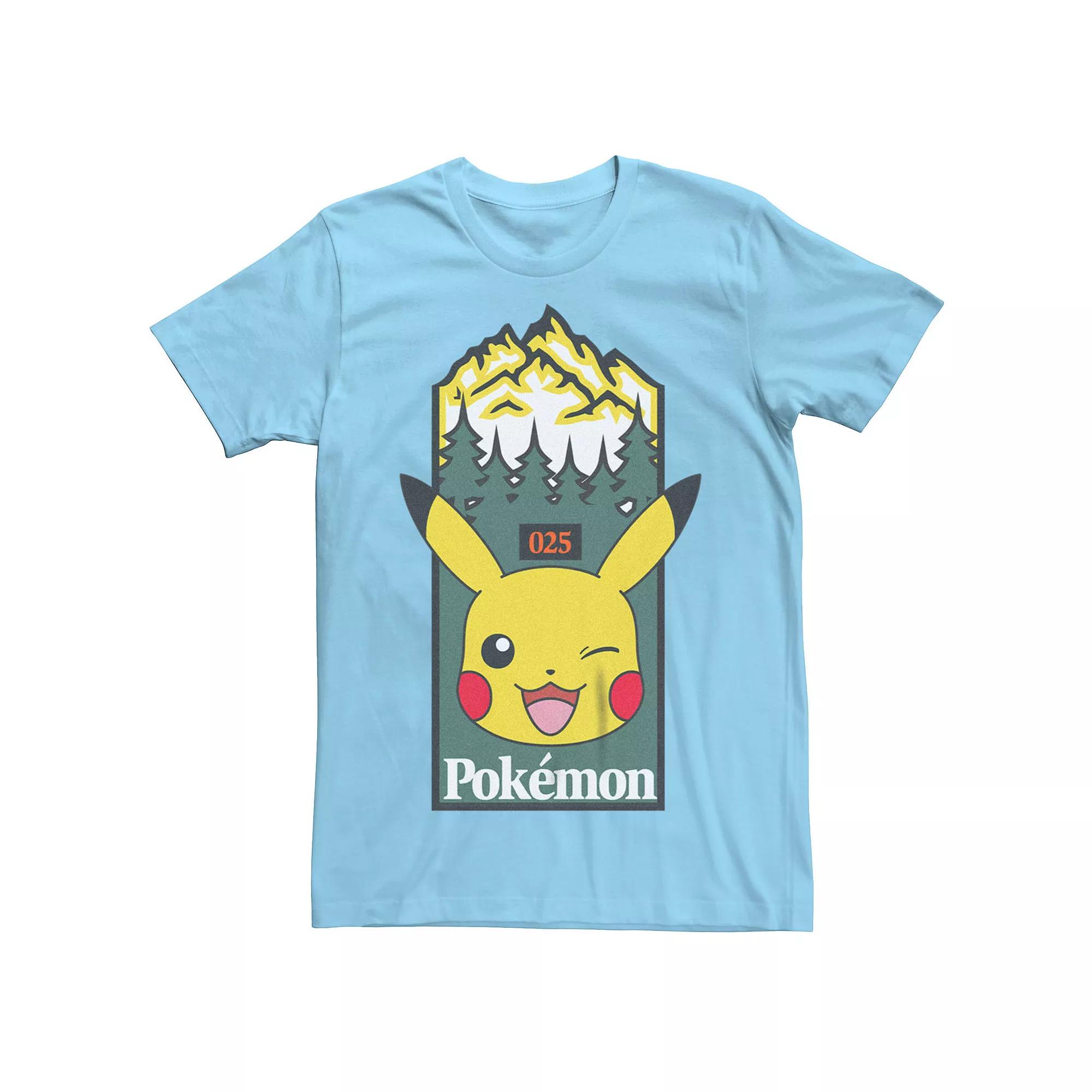 Men's Pokemon Pikachu Forest Mountains Box Face Tee,  Product Image