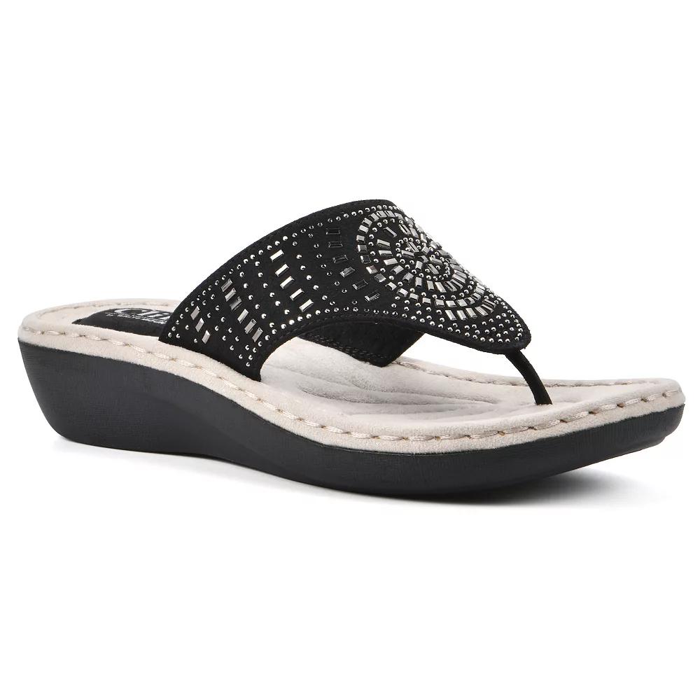 Cliffs By White Mountain Cienna Women's Thong Sandals, Size: 7.5 Wide, Black Product Image