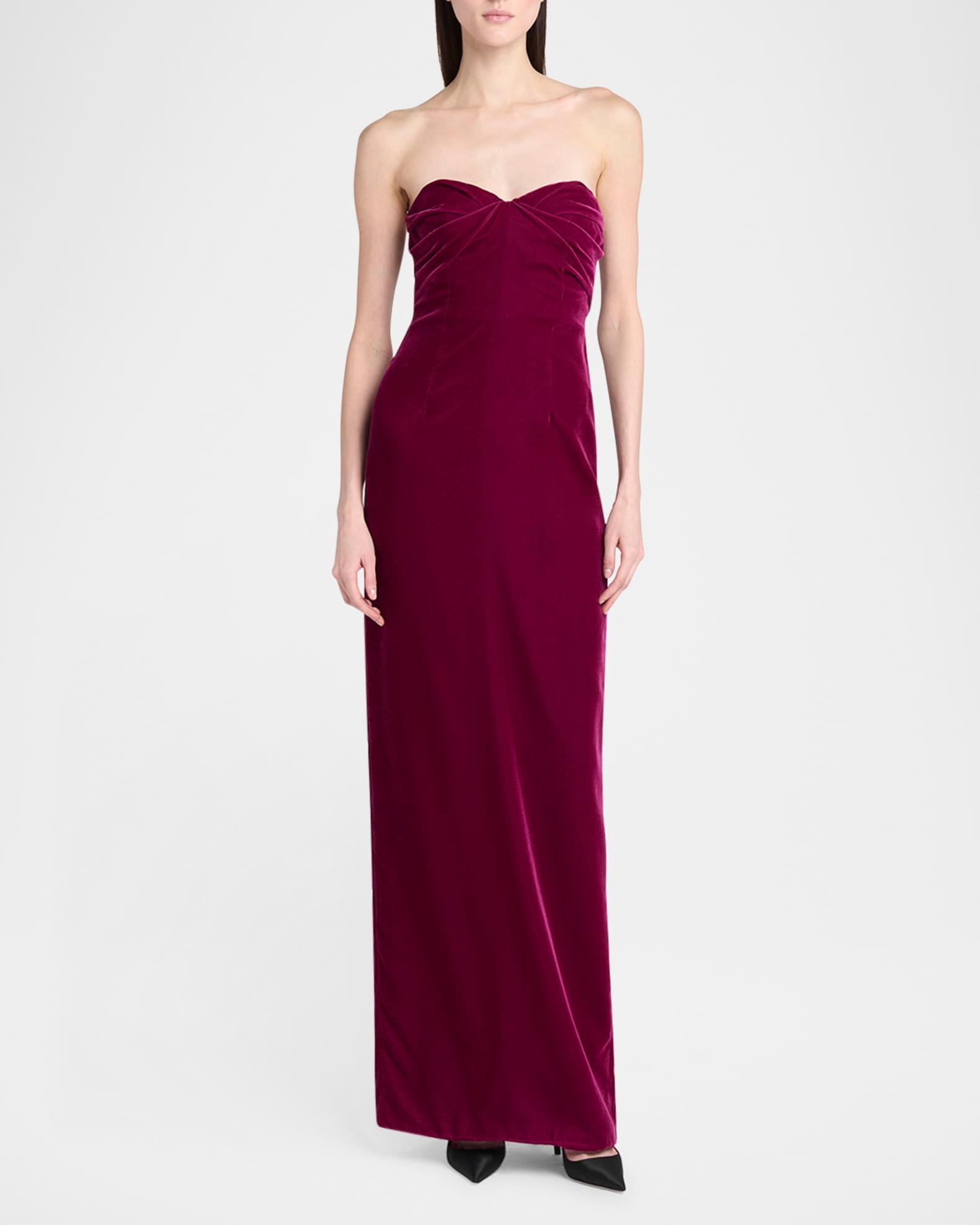 Strapless Lightweight Velvet Evening Gown Product Image