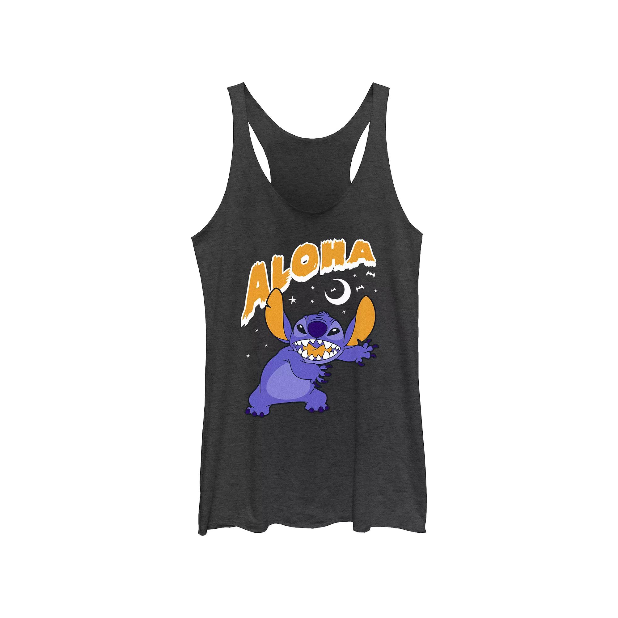 Disney's Lilo & Stitch Women's Spooky Aloha Stitch Tri-Blend Racerback Tank Top, Girl's, Size: XS, Black Grey Product Image