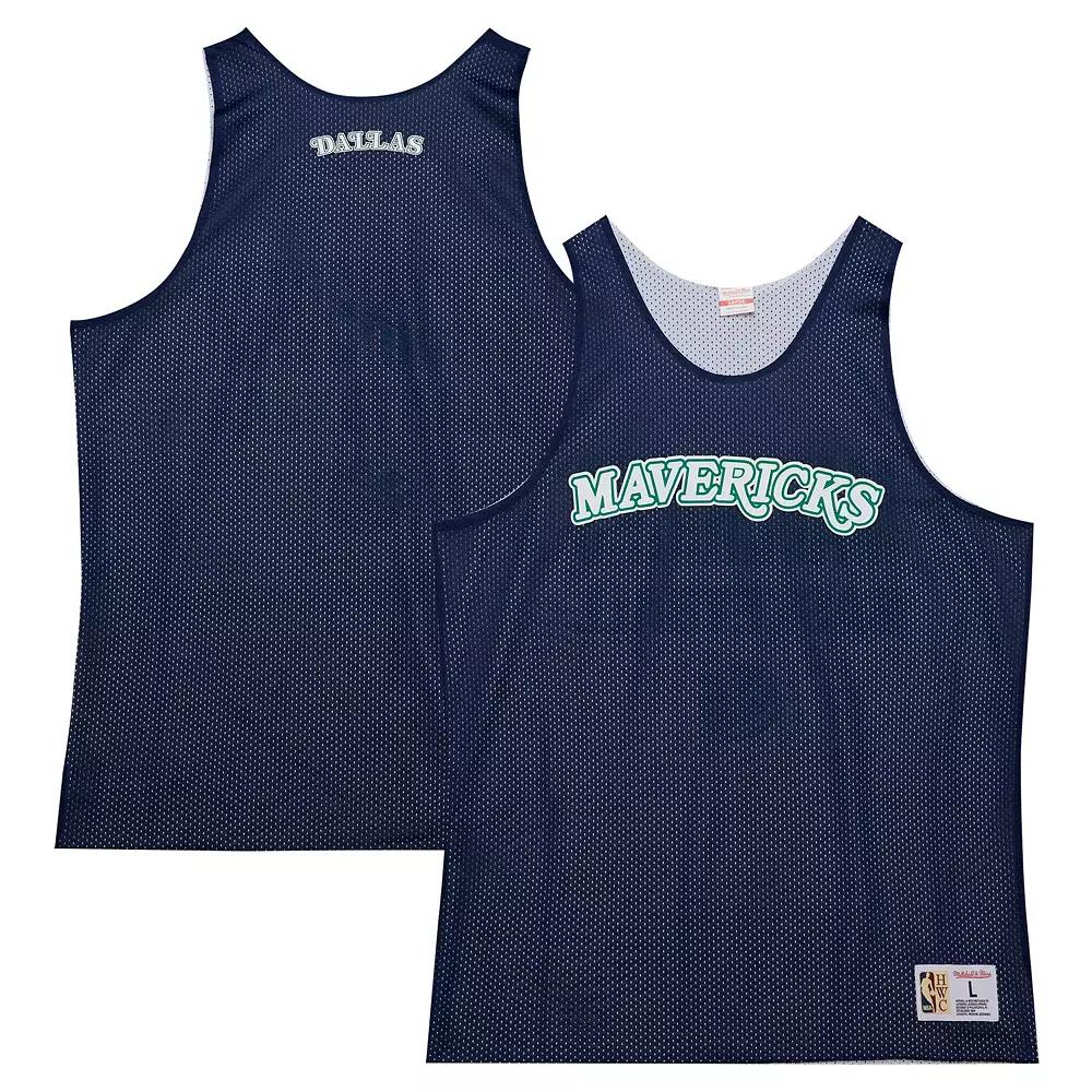 Men's Mitchell & Ness Navy/White Dallas Mavericks Hardwood Classics Reversible Mesh Practice Jersey, Size: Medium, Blue Product Image