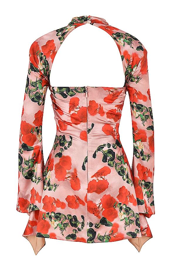 Toira  rose print draped corset dress Product Image