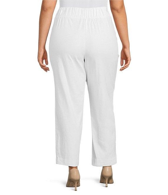 Investments Plus Size Pull-On Linen Blend Straight Leg Ankle Pants Product Image