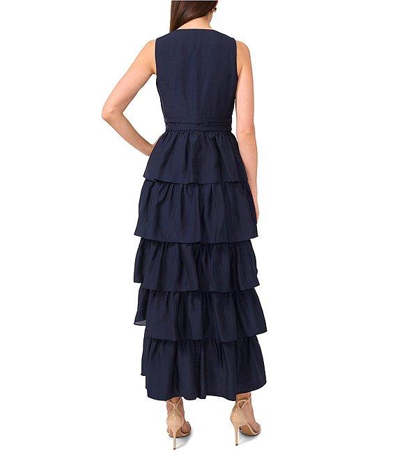 1. STATE V-Neck Sleeveless Cascading Ruffle Maxi A-Line Maxi Dress Product Image