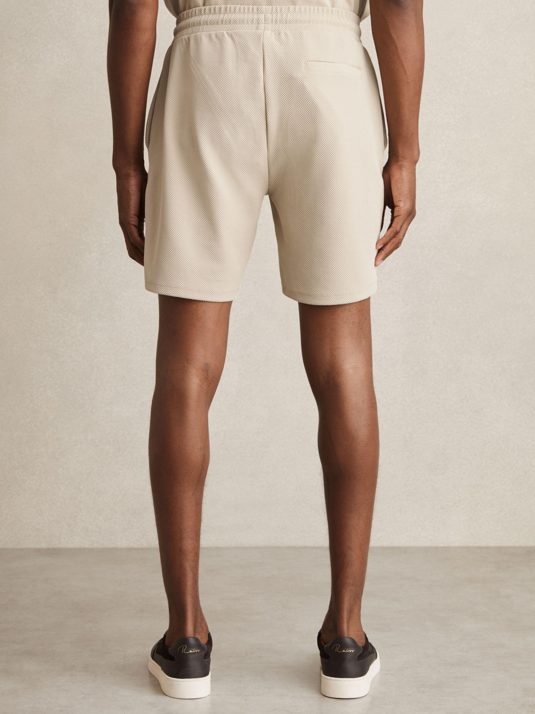 Textured Drawstring Shorts in Stone Product Image