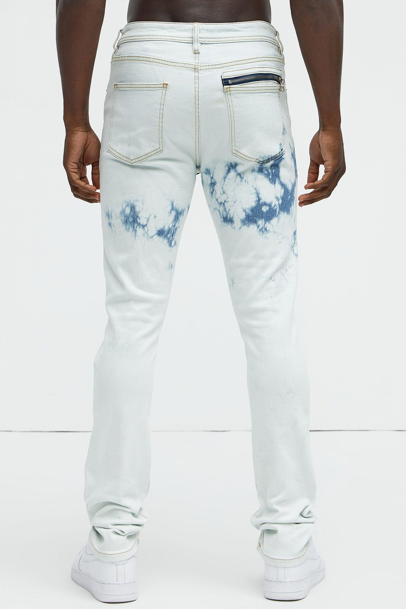 Drop It Bleached Stacked Skinny Jeans - Bleach Blue Wash Product Image