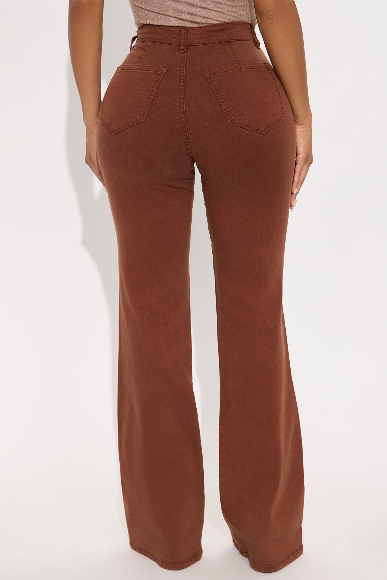 Classic Color Trouser Flare Jeans - Brown Female Product Image