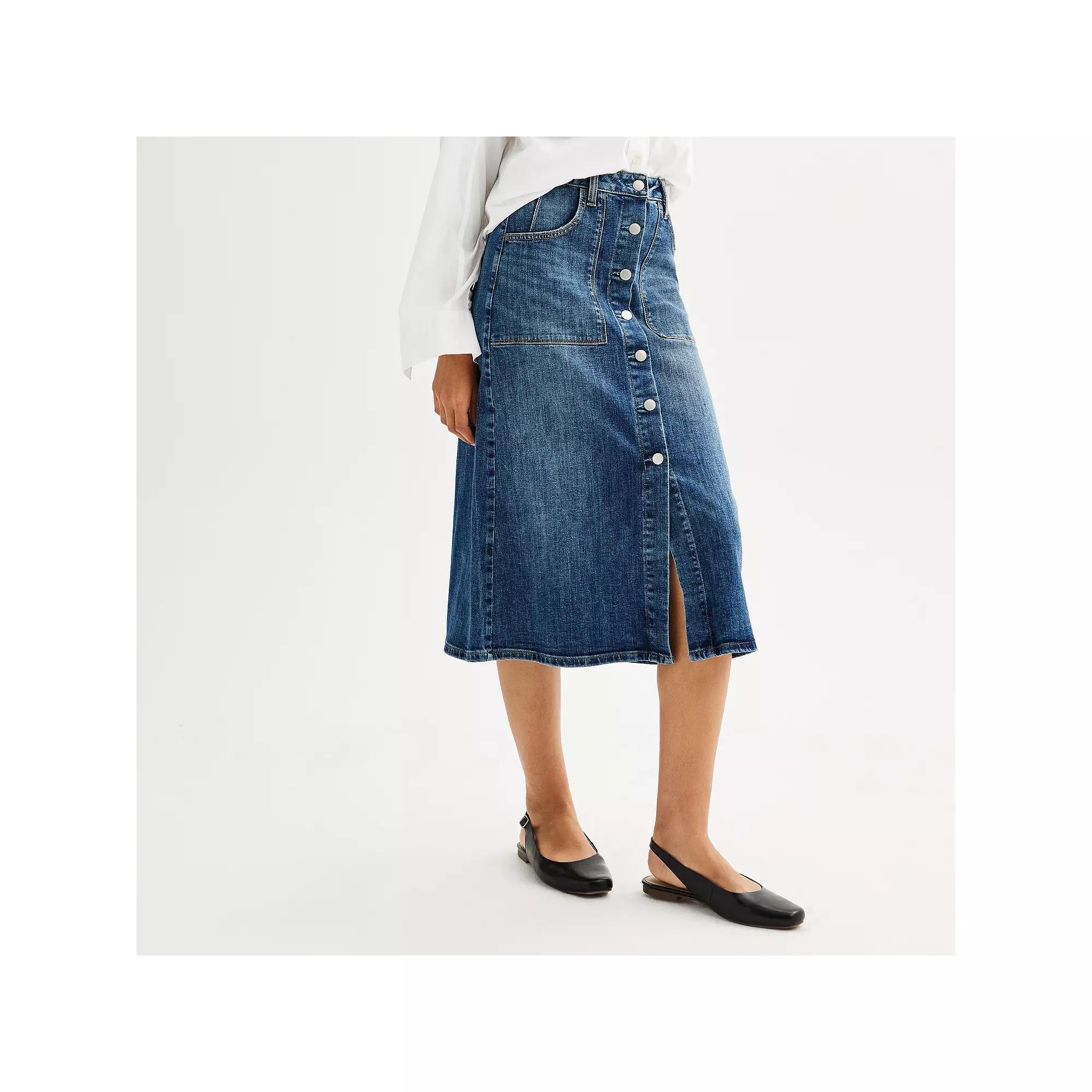 Women's Sonoma Goods For Life® A-Line Denim Skirt, Size: 8, Medium Tint Product Image
