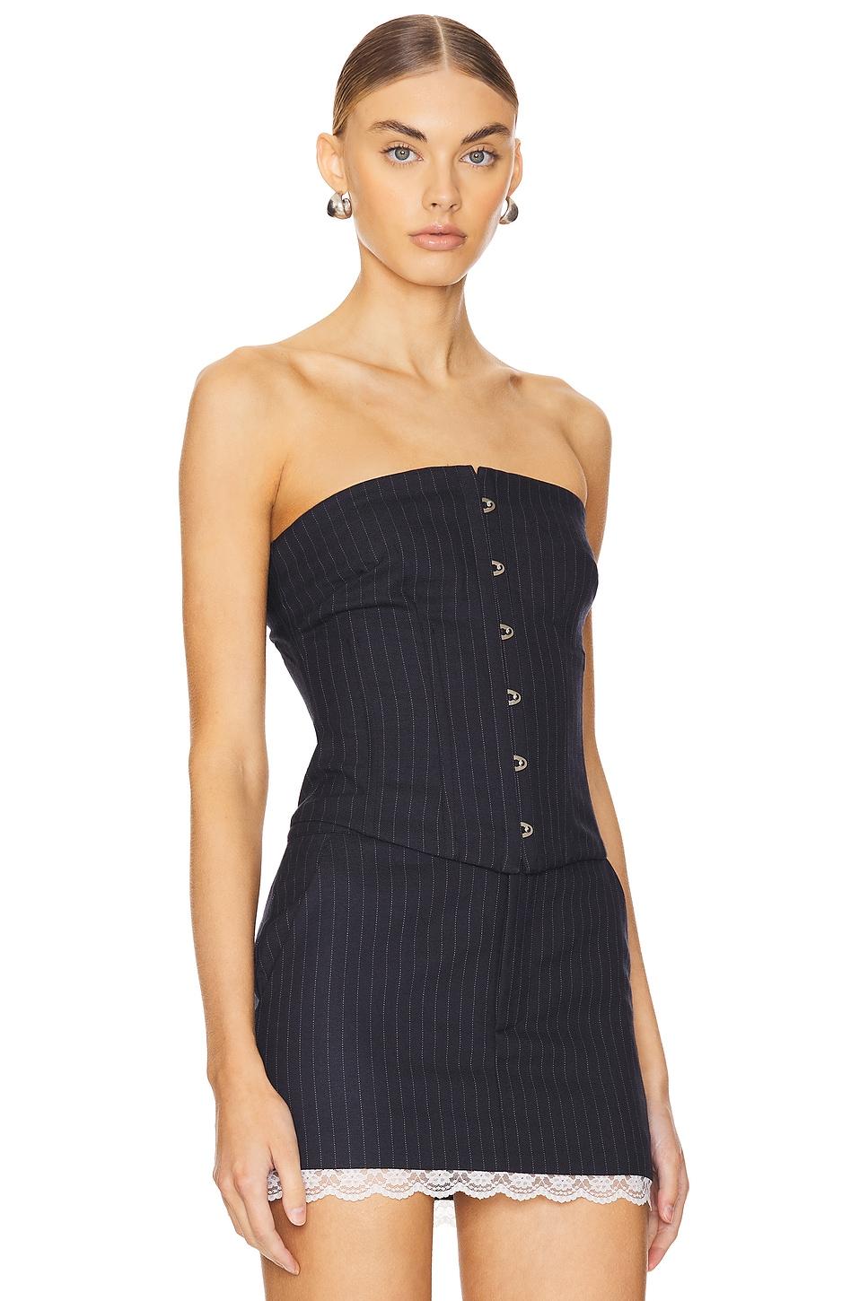 Lovers and Friends Elodie Top in Grey Pinstripe Product Image