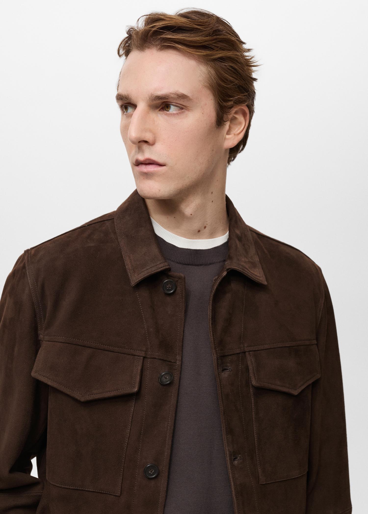 Suede jacket with pockets - Men | MANGO USA Product Image