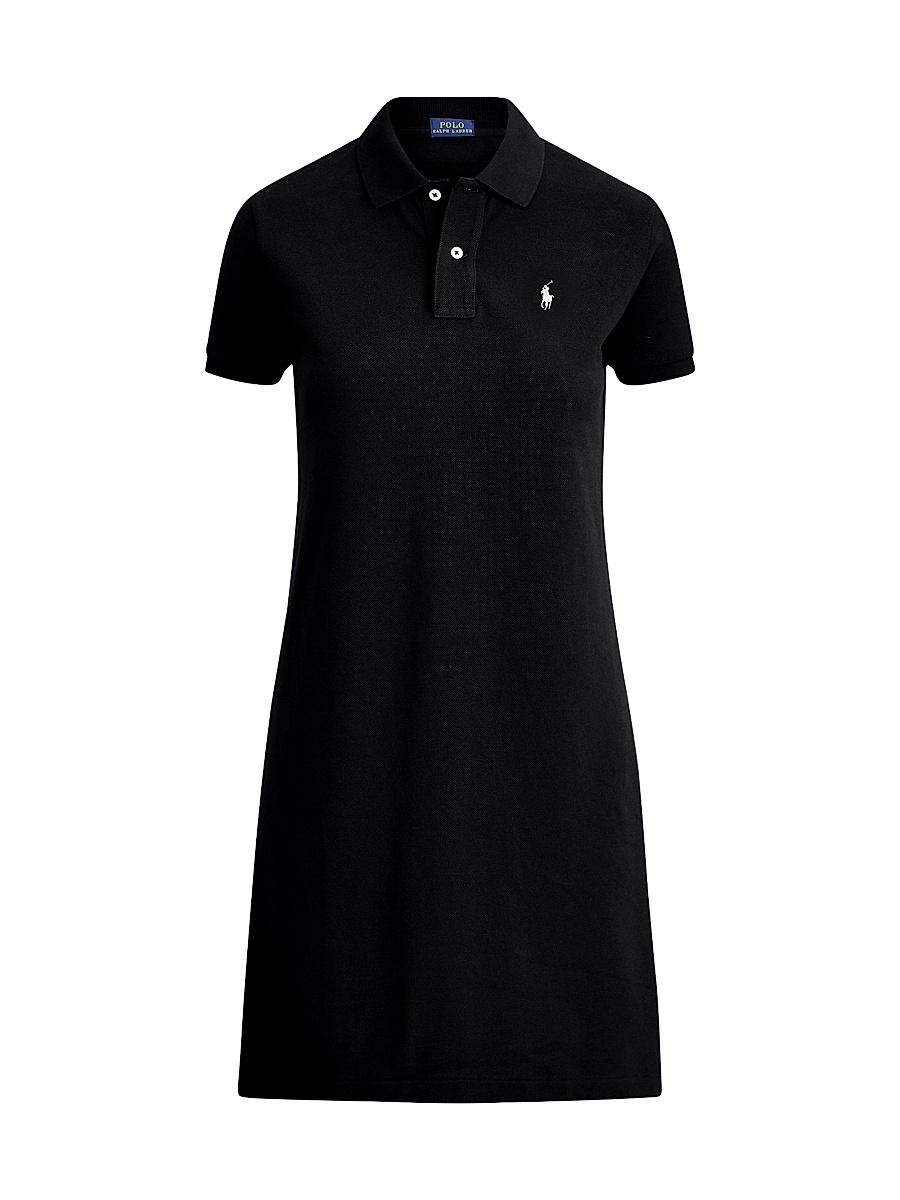 Womens Cotton Mesh Short-Sleeve Polo Dress Product Image