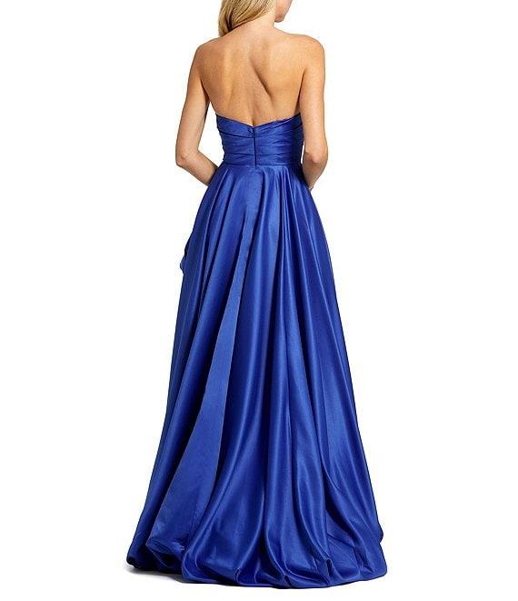 Mac Duggal Strapless Sleeveless Ruched Asymmetrical Bubble Hem Gown Product Image