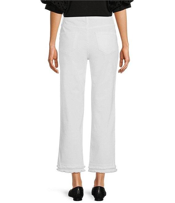 Code Bleu High-Rise Straight-Leg Double Frayed Hem Ankle Jeans Product Image