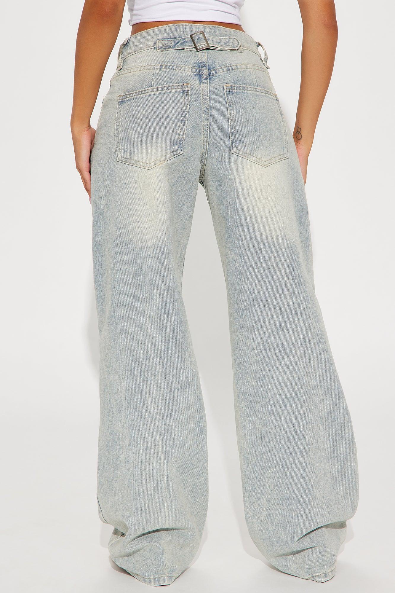 Peace Of Mind Tinted Baggy Jeans - Light Wash Product Image