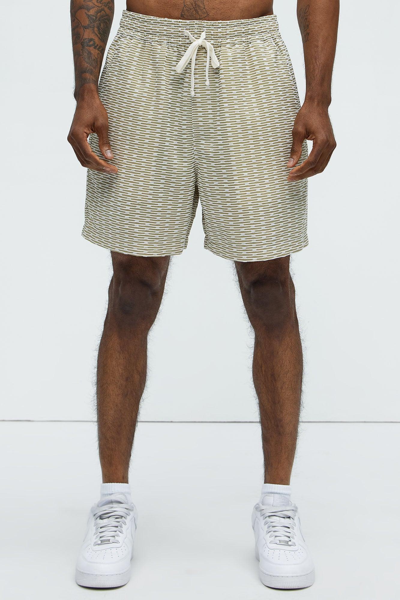Textured Chenille Pattern Shorts - Green/combo Product Image