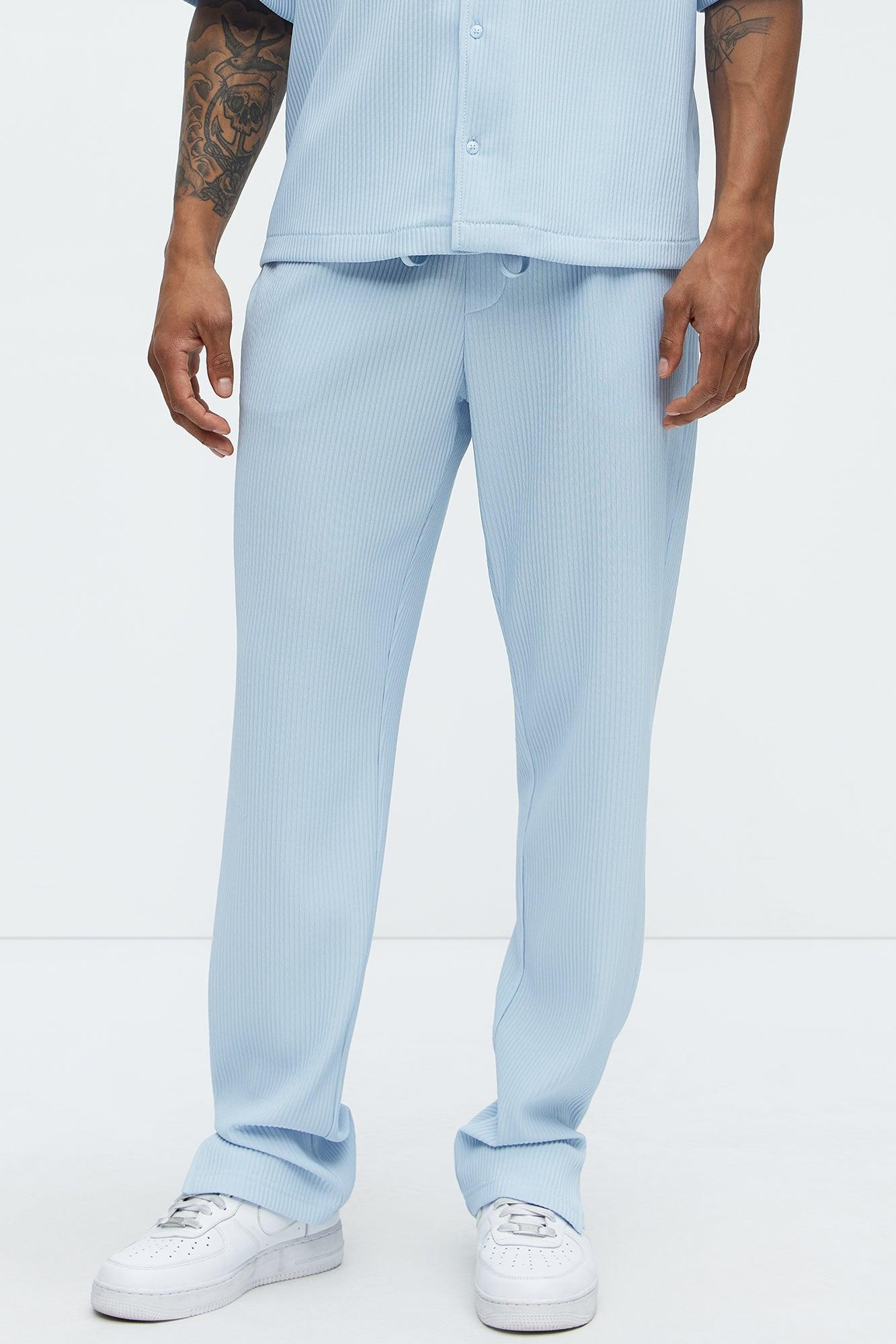 Show Up Slim Slit Pants - Light Blue Product Image