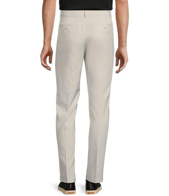 Roundtree & Yorke Performance Stewart Flat Front Classic Fit Solid Stretch Twill Pants Product Image